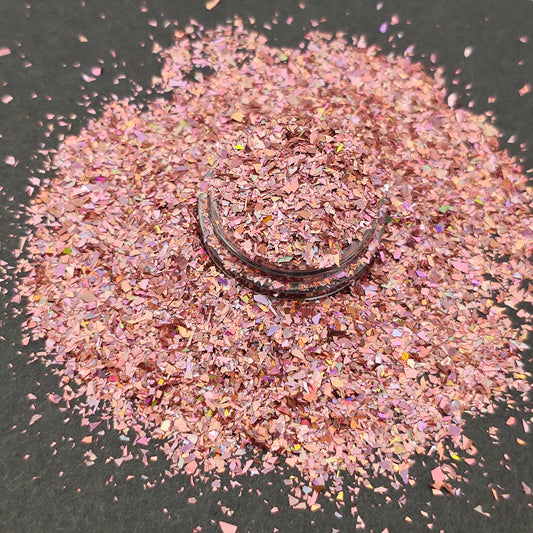 Dusky Pink Holographic Glitter Flakes, Holographic Cellophane Glitter Flakes, Hazy Pink Glitter Shards, Craft Supplies, Nail Art Glitter