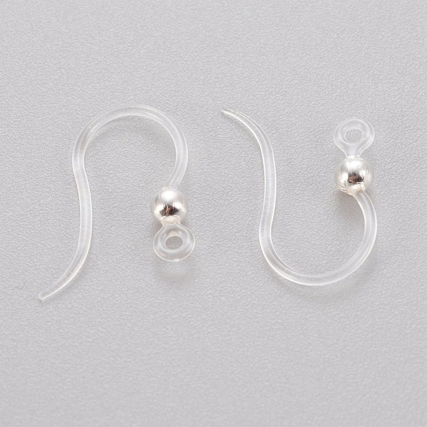 Hypoallergenic Earring Hook, Eco-Friendly Plastic Earring Hooks, with 304 Stainless Steel Bead - 10pcs or 20pcs