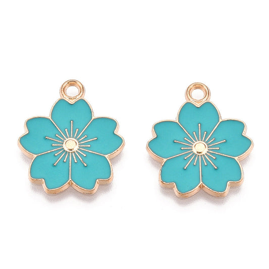 5/10pcs Sakura Flower Charm Jewellery Pendant, Cherry Blossom Enamel Charm for Jewelry Making DIY Jewelry Accessories