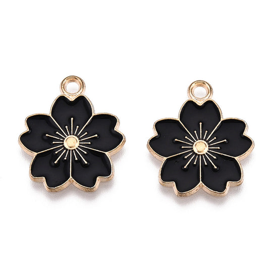 5/10pcs Sakura Flower Charm Jewellery Pendant, Cherry Blossom Enamel Charm for Jewelry Making DIY Jewelry Accessories