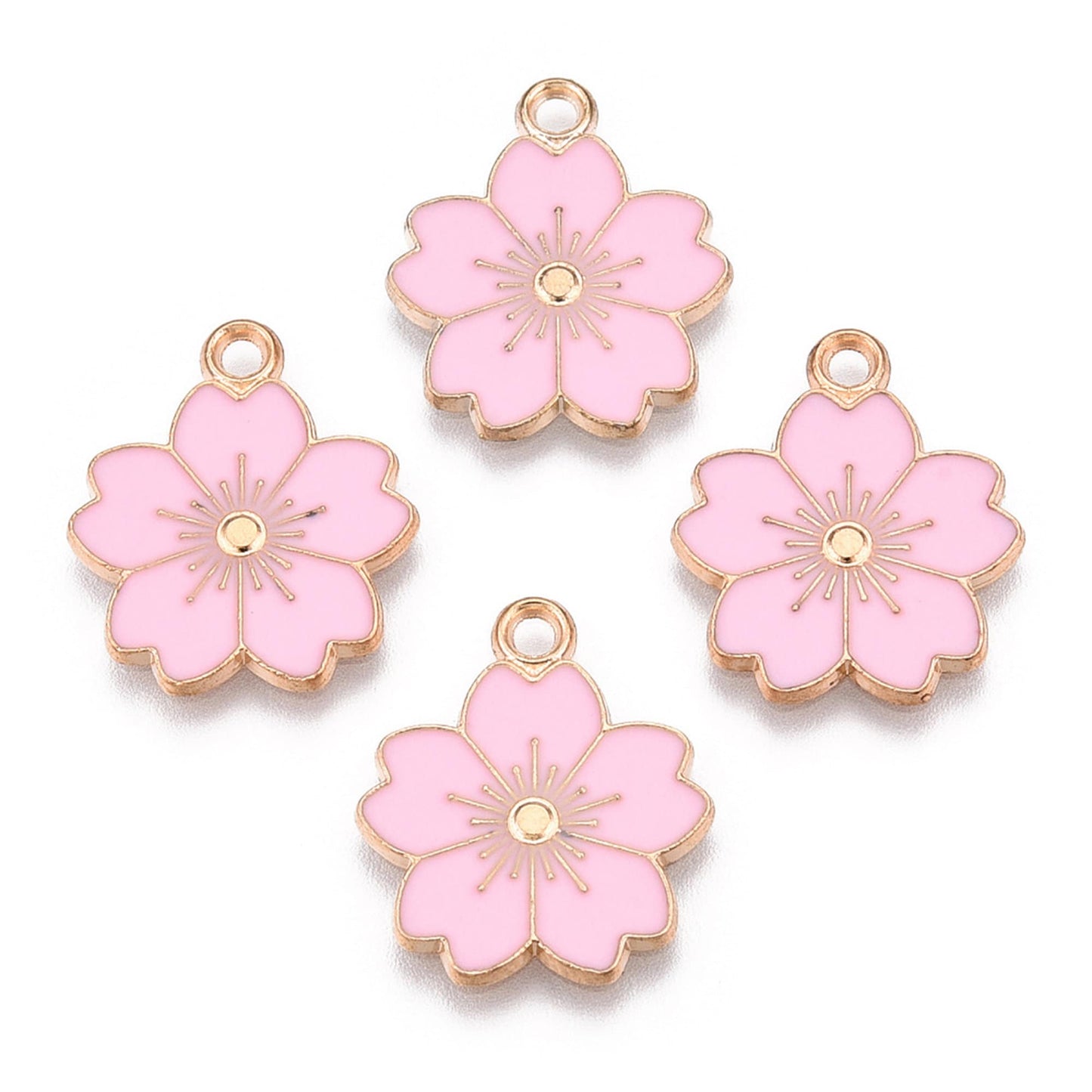 5/10pcs Sakura Flower Charm Jewellery Pendant, Cherry Blossom Enamel Charm for Jewelry Making DIY Jewelry Accessories