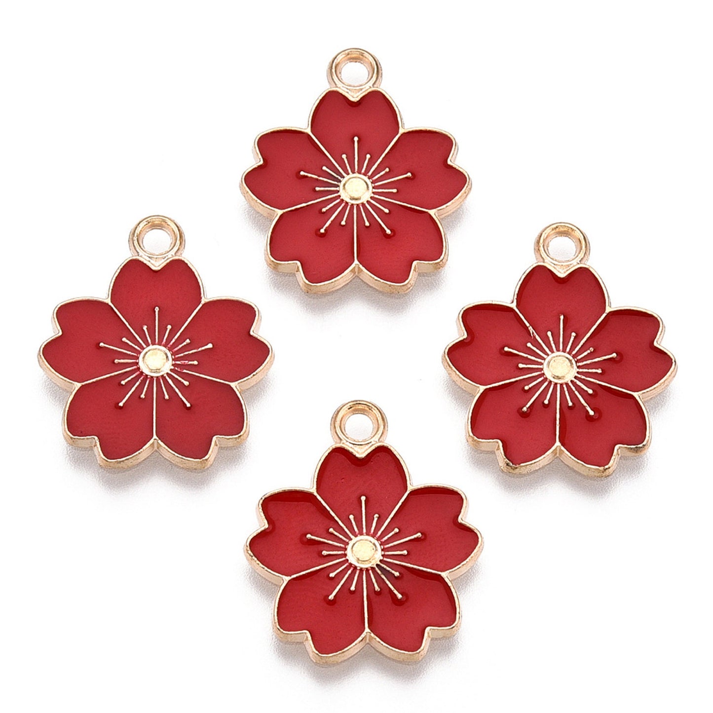 5/10pcs Sakura Flower Charm Jewellery Pendant, Cherry Blossom Enamel Charm for Jewelry Making DIY Jewelry Accessories