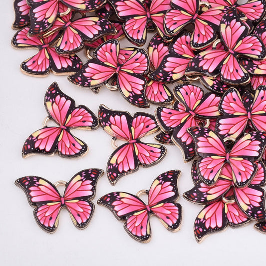 Butterfly Charm Jewellery Pendant, Pink Butterfly Enamel Charm for Jewelry Making DIY Jewelry Accessories