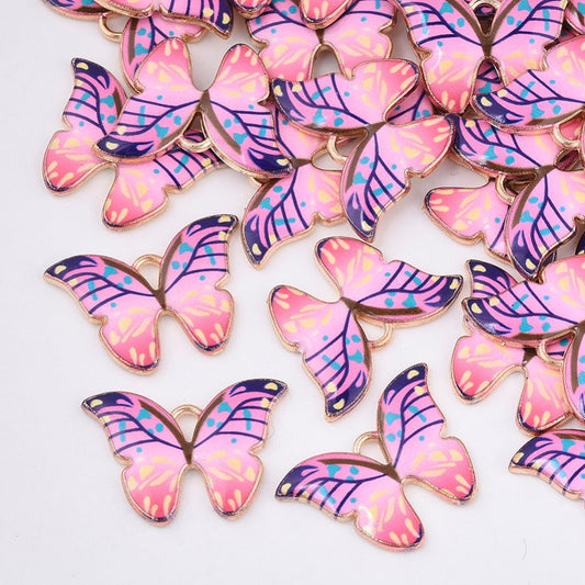 Butterfly Charm Jewellery Pendant, Light Pink Butterfly Enamel Charm for Jewelry Making DIY Jewelry Accessories