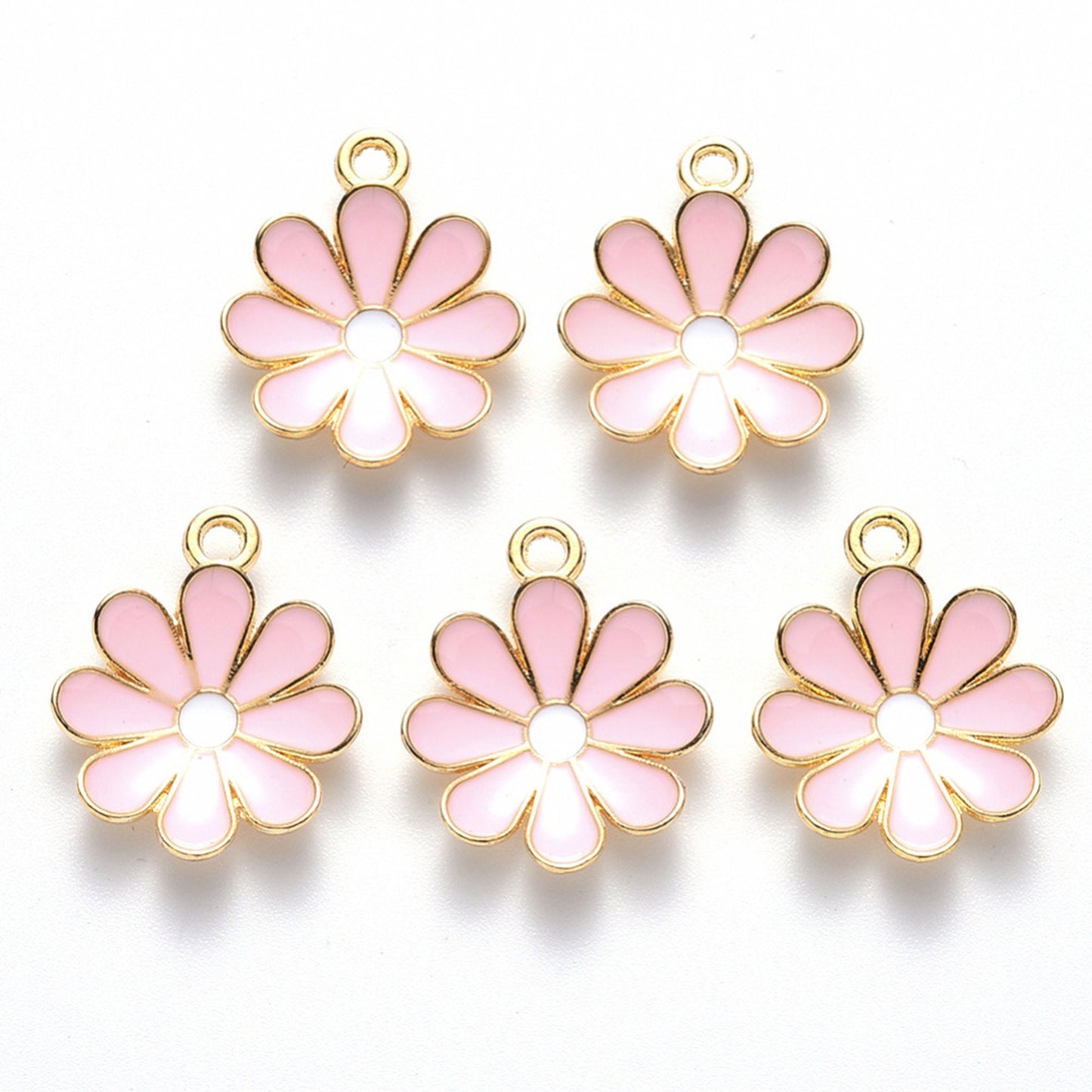 5/10pcs Daisy Flower Charm Jewellery Pendant, Pink Daisy Enamel Charm for Jewelry Making DIY Jewelry Accessories