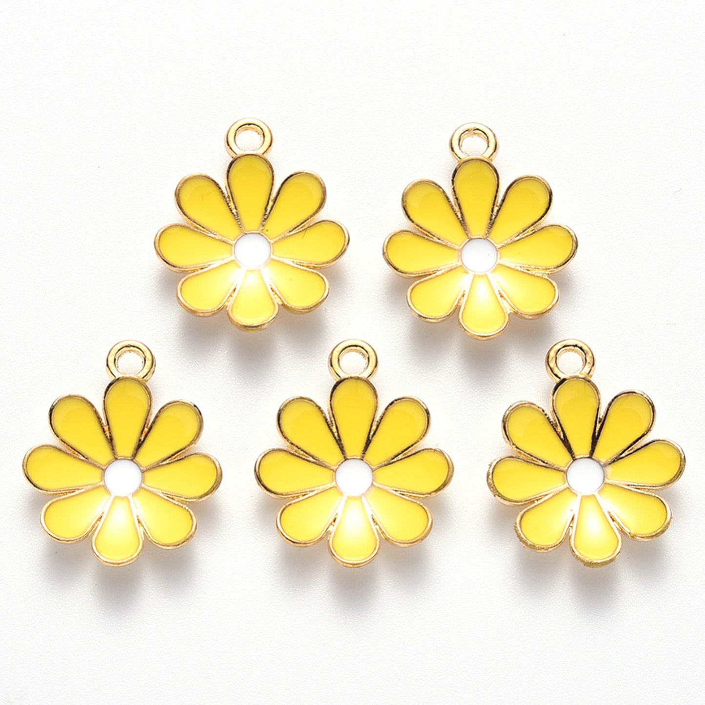 5/10pcs Daisy Flower Charm Jewellery Pendant, Yellow Daisy Enamel Charm for Jewelry Making DIY Jewelry Accessories