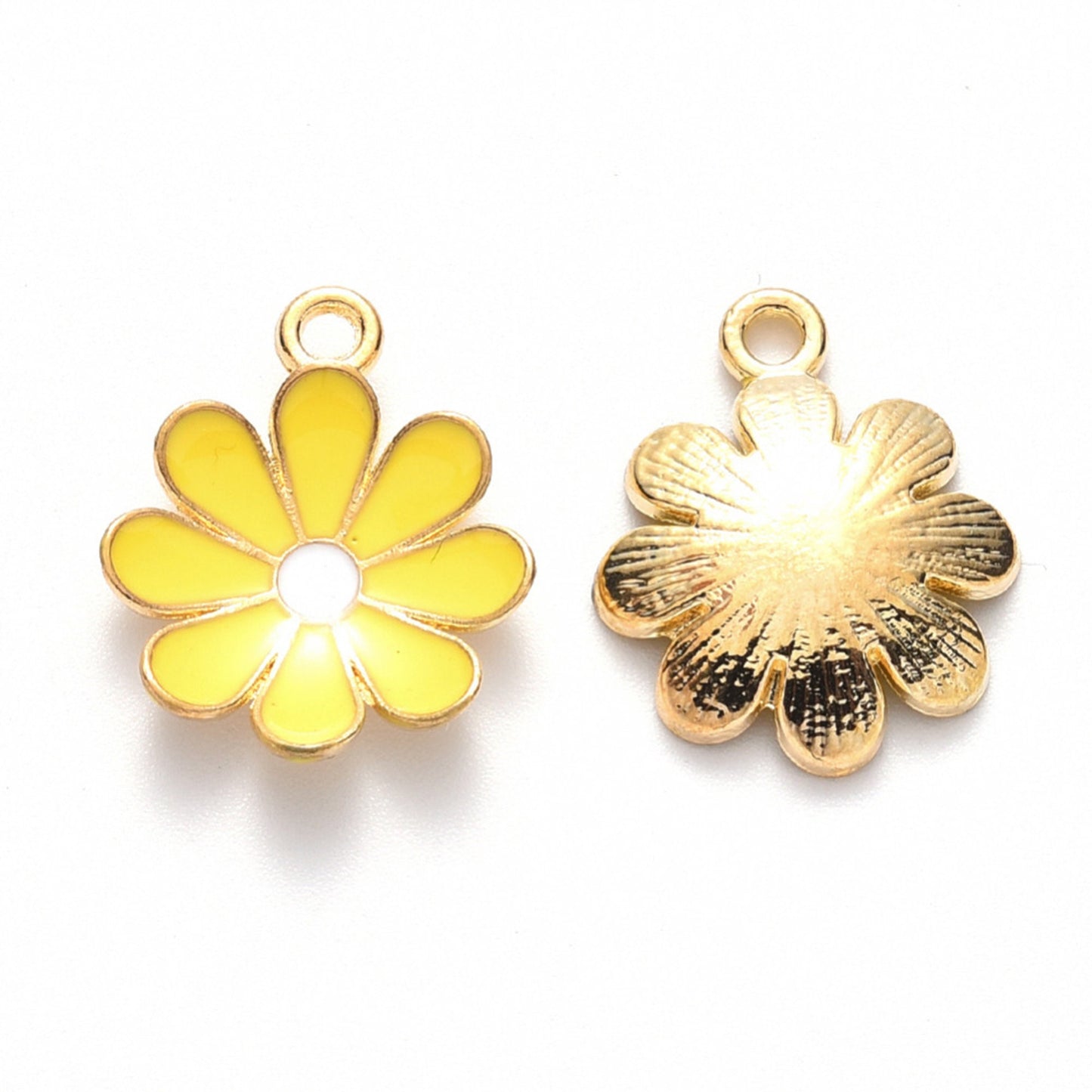 5/10pcs Daisy Flower Charm Jewellery Pendant, Yellow Daisy Enamel Charm for Jewelry Making DIY Jewelry Accessories