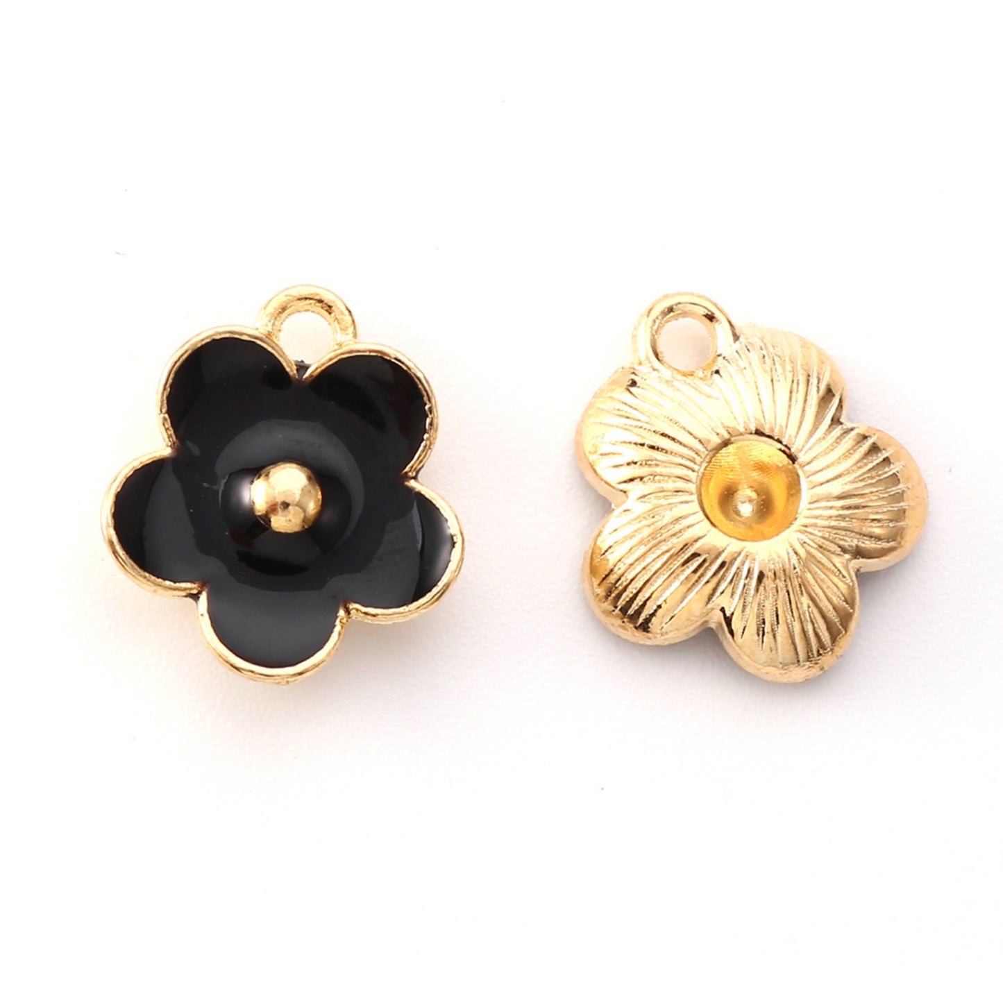 5/10pcs Daisy Flower Small Enamel Charms Jewellery Pendant, Small Black Forget Me Not Enamel Charm, Jewelry Making DIY Jewelry Accessories