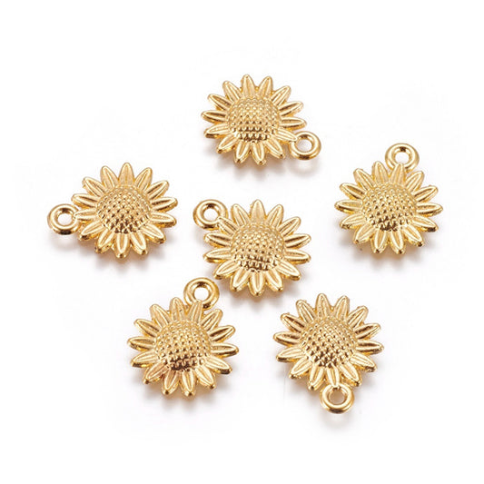 5/10pcs Sunflower Charm Jewellery Pendant, Gold Coloured Sunflower Charm for Jewelry Making DIY Jewelry Accessories