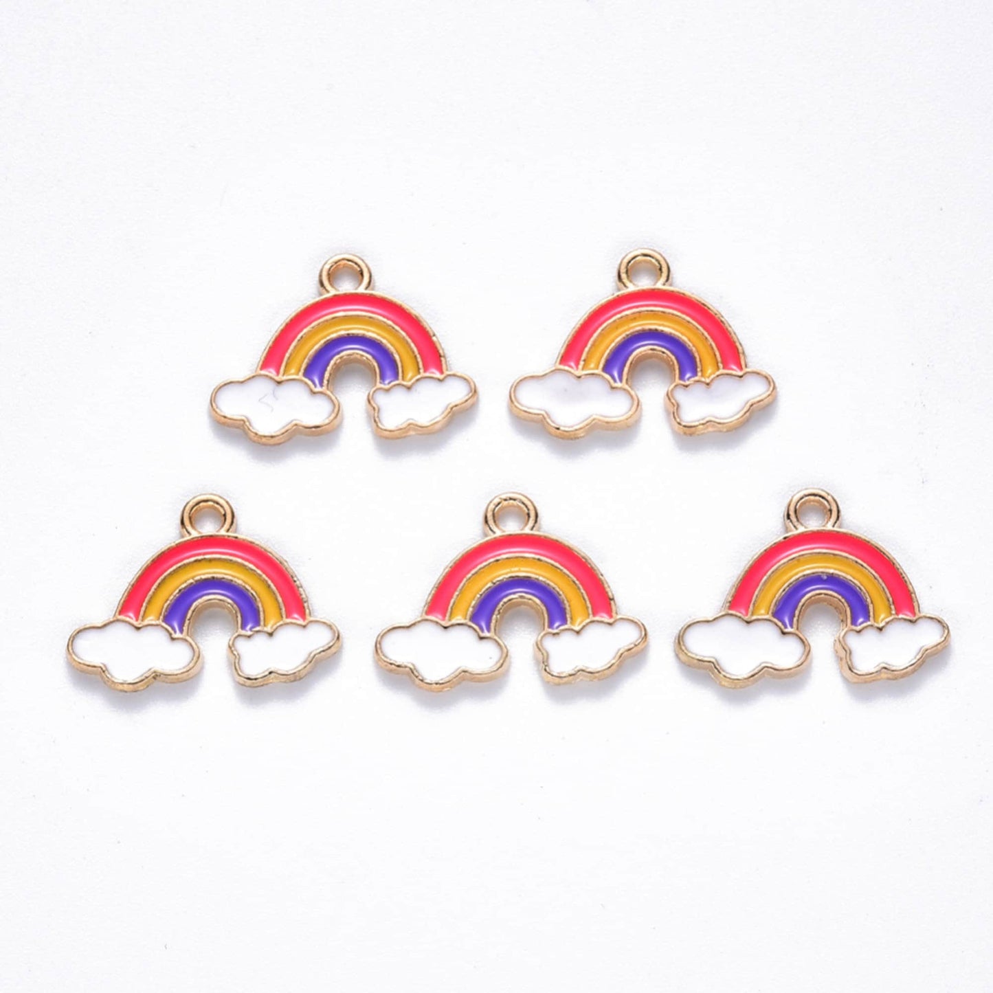 5/10pcs Rainbow Enamel Charms Jewellery Pendant, Kawaii Rainbow Enamel Charm for Jewelry Making DIY Jewelry Accessories