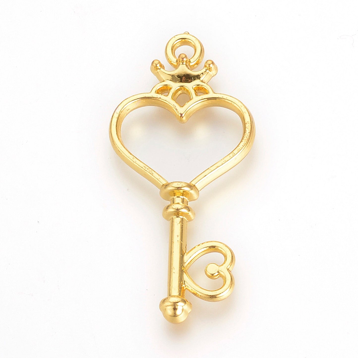 Key Open Back Bezel Jewellery Pendant, Heart Skeleton Key Open Back Bezels for UV resin, Golden Key Earring Charms Necklace Pendants