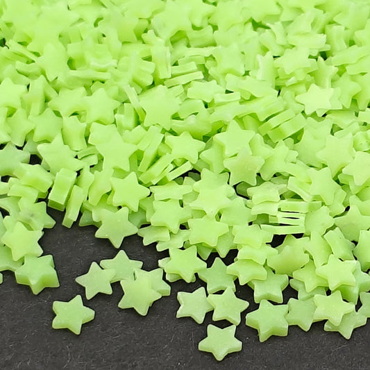 Glow In The Dark Star Polymer Clay Slices 5mm, Green Stars Clay Fimo Slices, Glow-In-The-Dark, Nail Art, Polymer Clay Slices, Slime Supplies